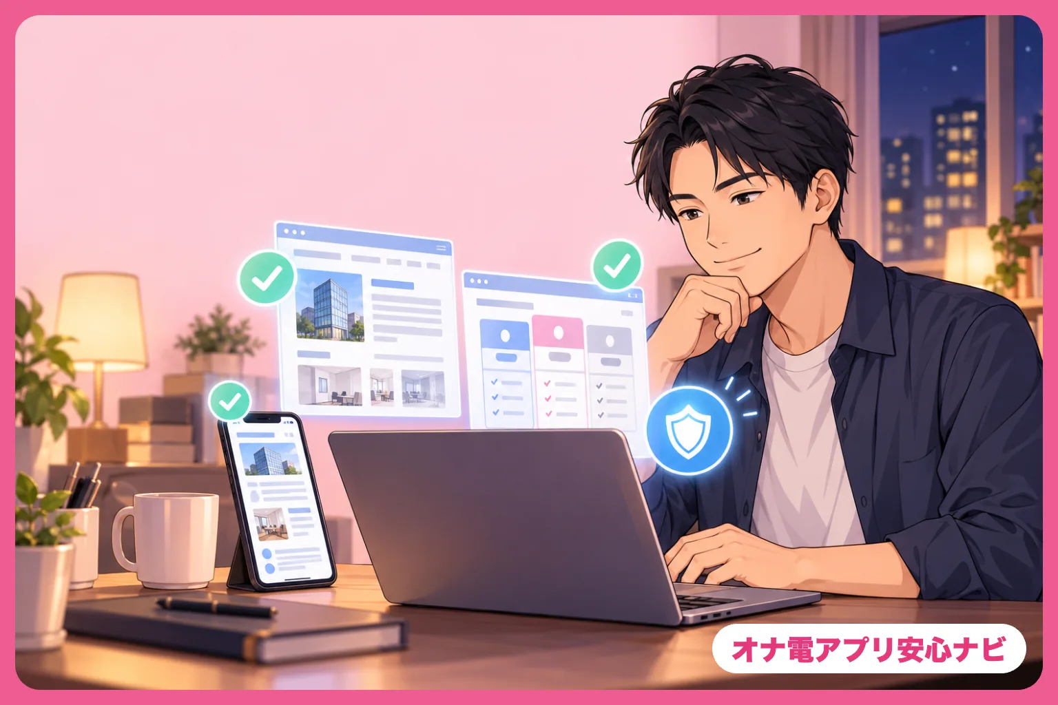 安全性を確かめる男性