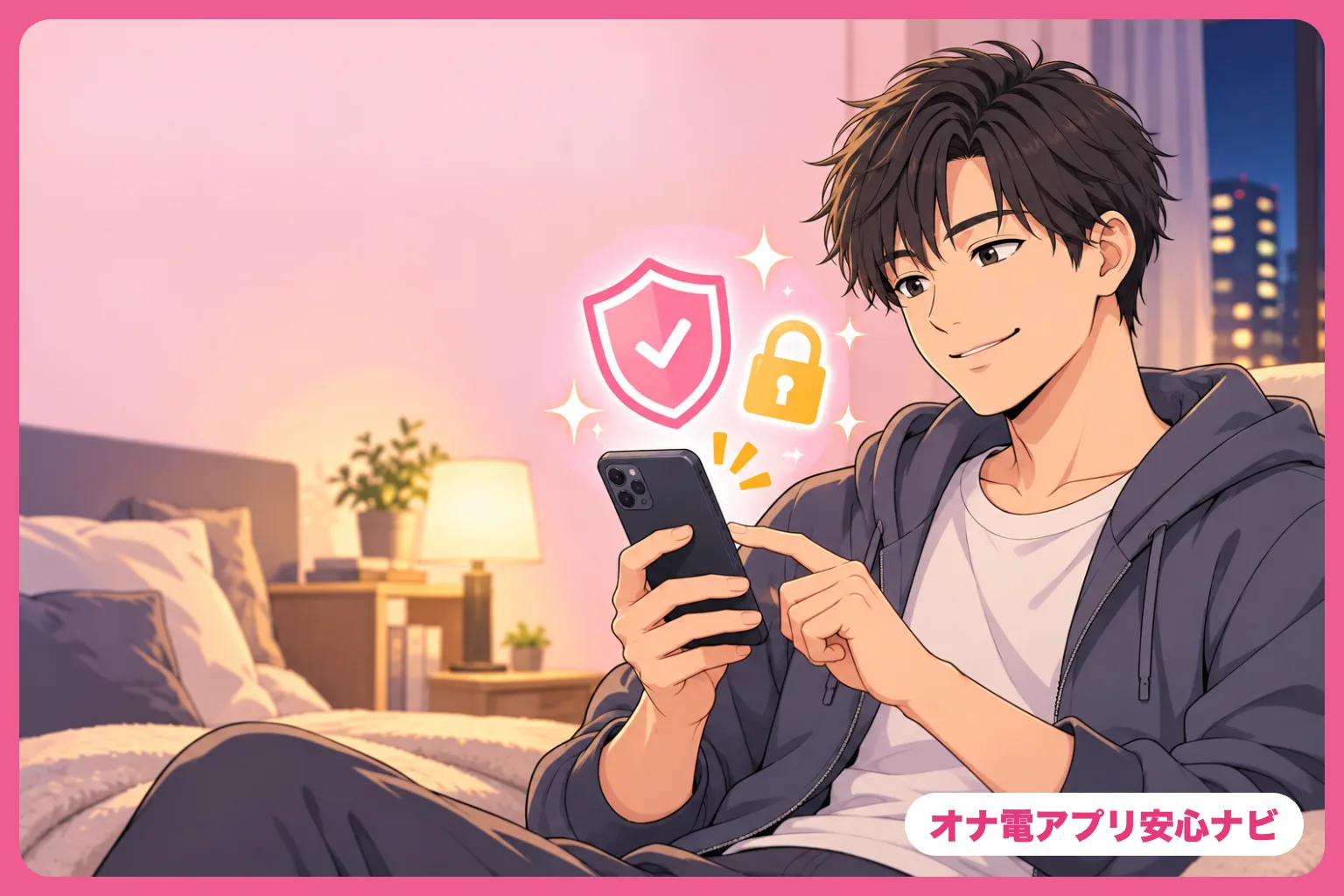 画面ロックで安心する男性