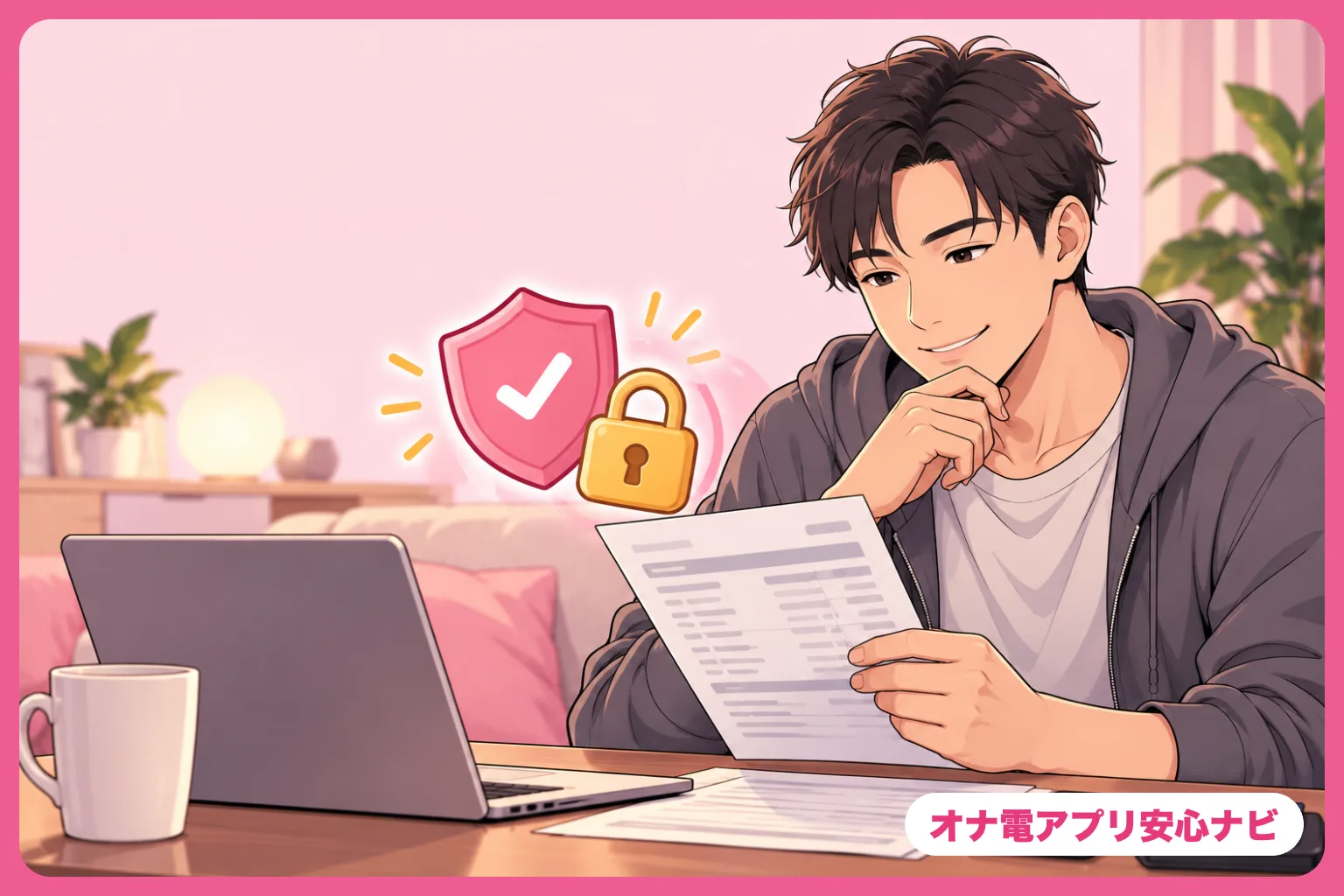 明細を見て安心する男性
