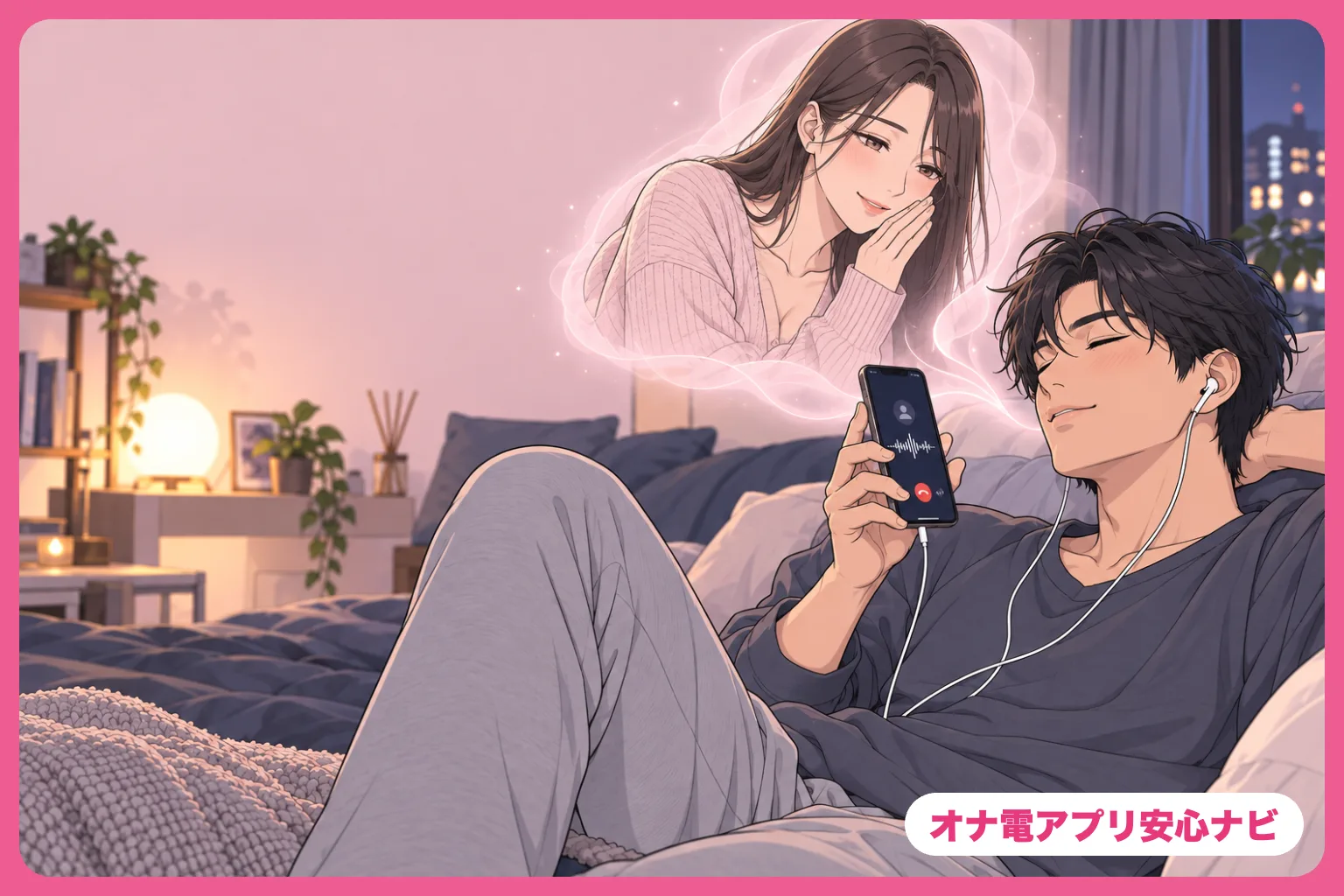 音声通話に聞き入る男性